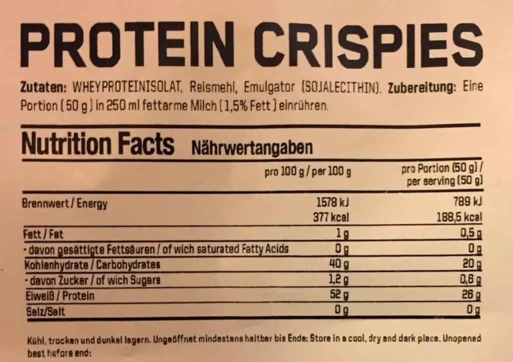 ESN Protein Crispies Nährwerte