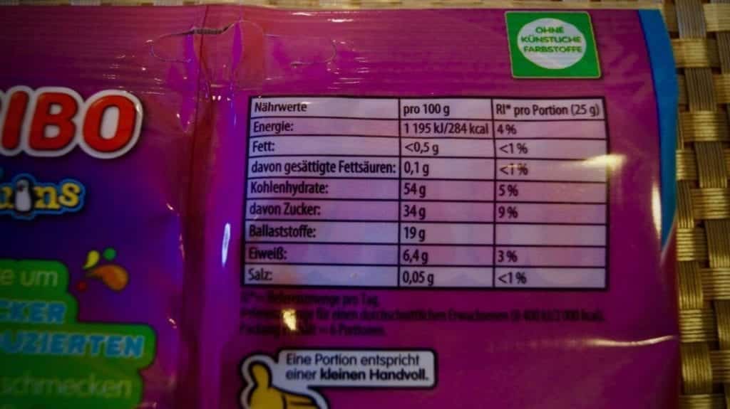 Die Nährwerte der neuen Haribo Gummibärchen mit weniger Zucker