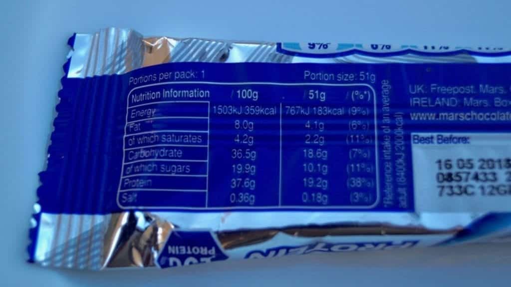Nährwerte des Milky Way Protein Riegels