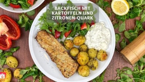 Backfisch mit Kartoffeln und Feldsalat - Leichtes Backfisch Rezept