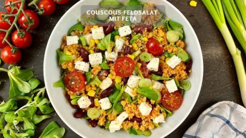 Couscous-Feldsalat mit Feta mit Kidneybohnen