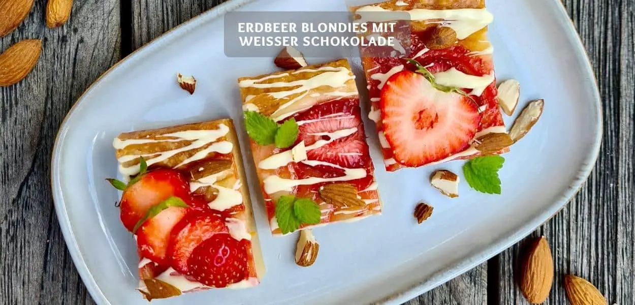Erdbeer Blondies mit weißer Schokolade – Gesunde Blondies
