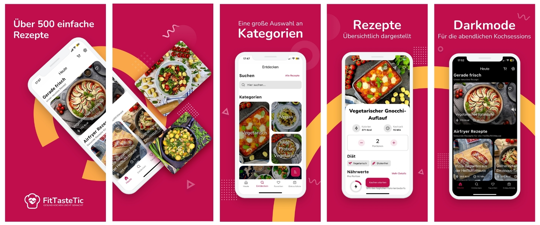 FitTasteTic Rezepte App Screenshots neu