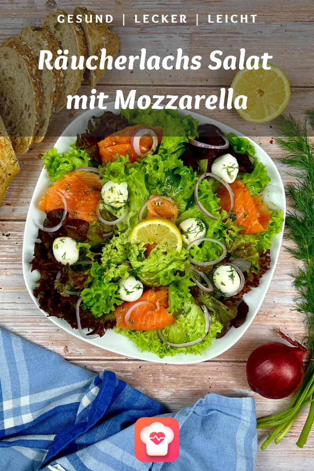 Räucherlachs Salat mit Mozzarella - Einfacher Salat mit Lachs