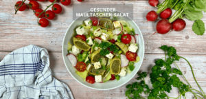 Gesunder Maultaschen-Salat mit Feta, Tomaten und Radieschen