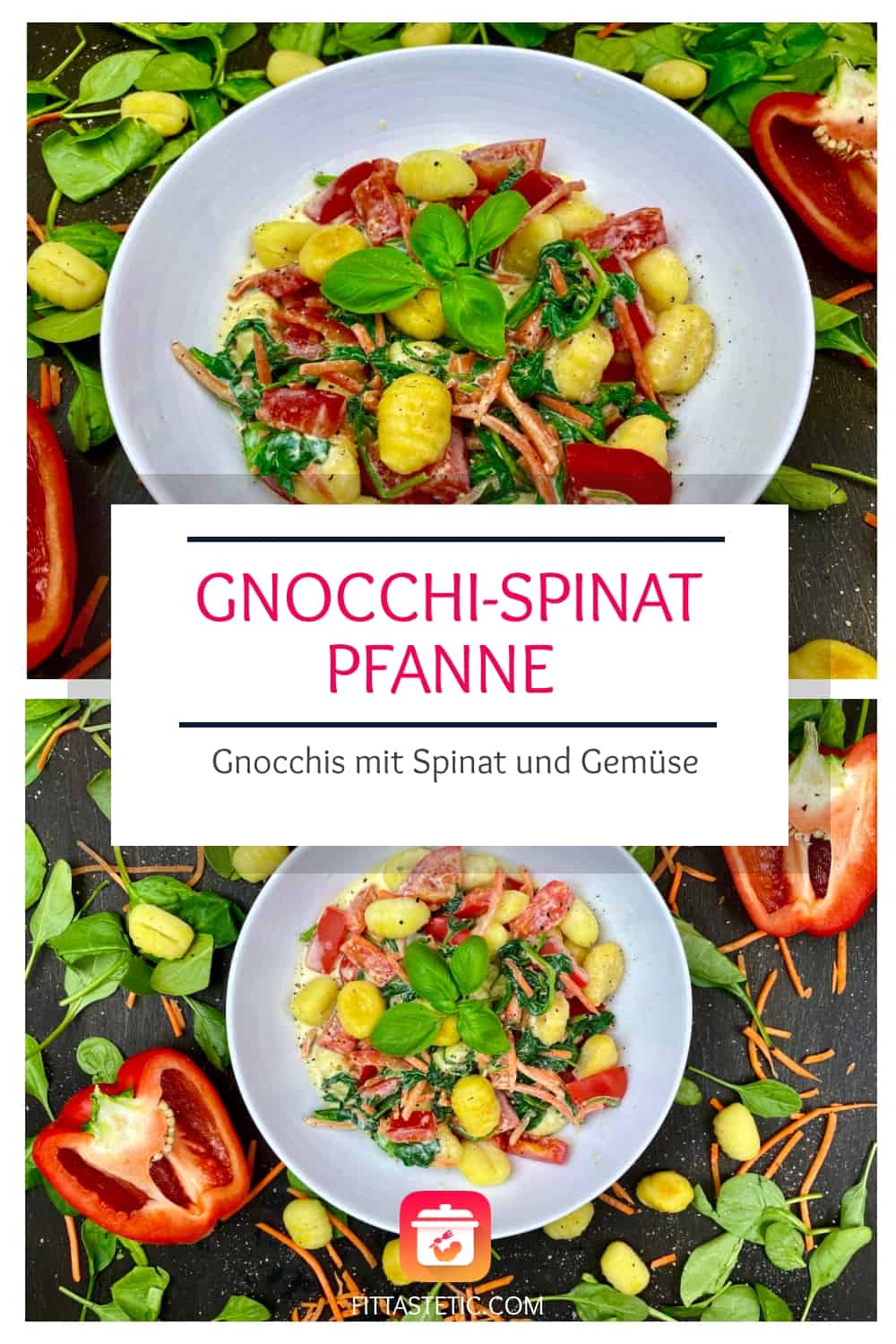 Gesunde Gnocchi-Spinat-Pfanne - Gnocchis mit Spinat und Gemüse