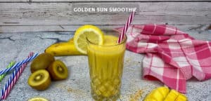 Golden Sun Smoothie – Fruchtiger Kurkuma-Smoothie mit Kiwi, Banane und Mango