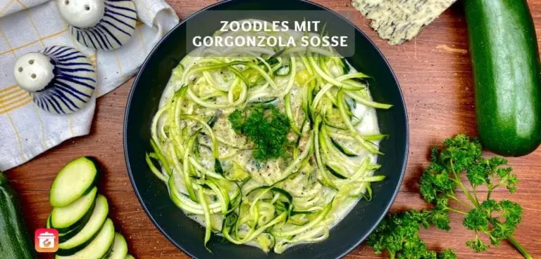 Zoodles mit Gorgonzola Soße - Zucchini Spaghetti mit Gorgonzola