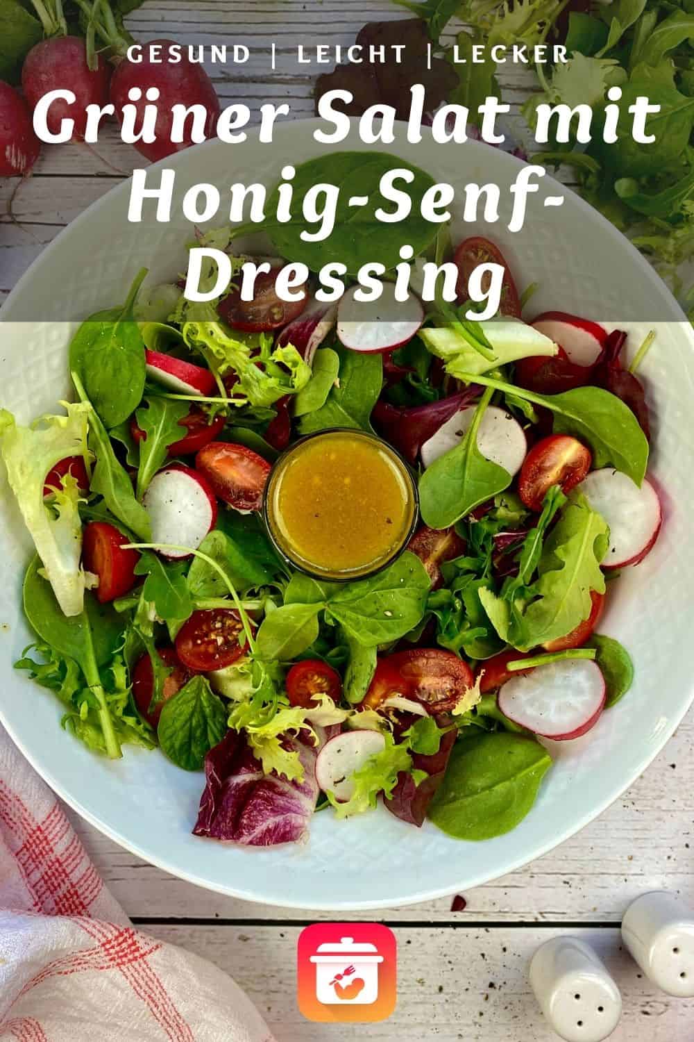 Schneller grüner Salat mit Honig-Senf-Dressing