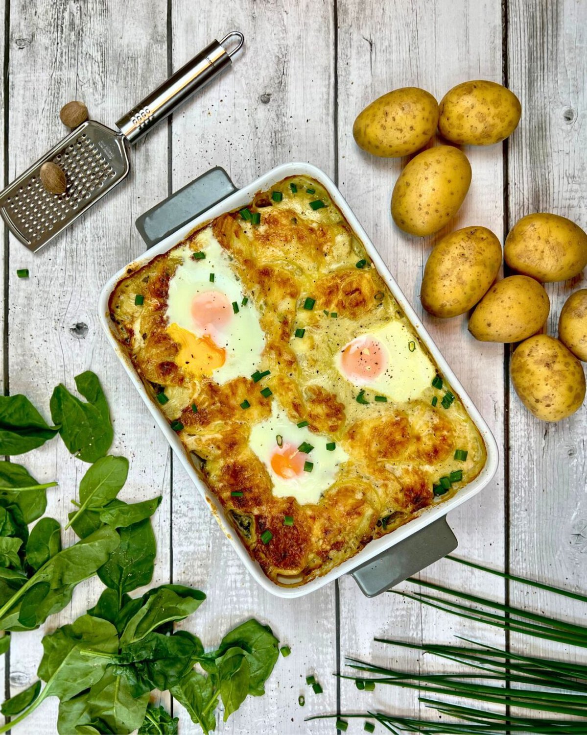 Kartoffel-Spinat-Auflauf - Vegetarischer Kartoffelauflauf