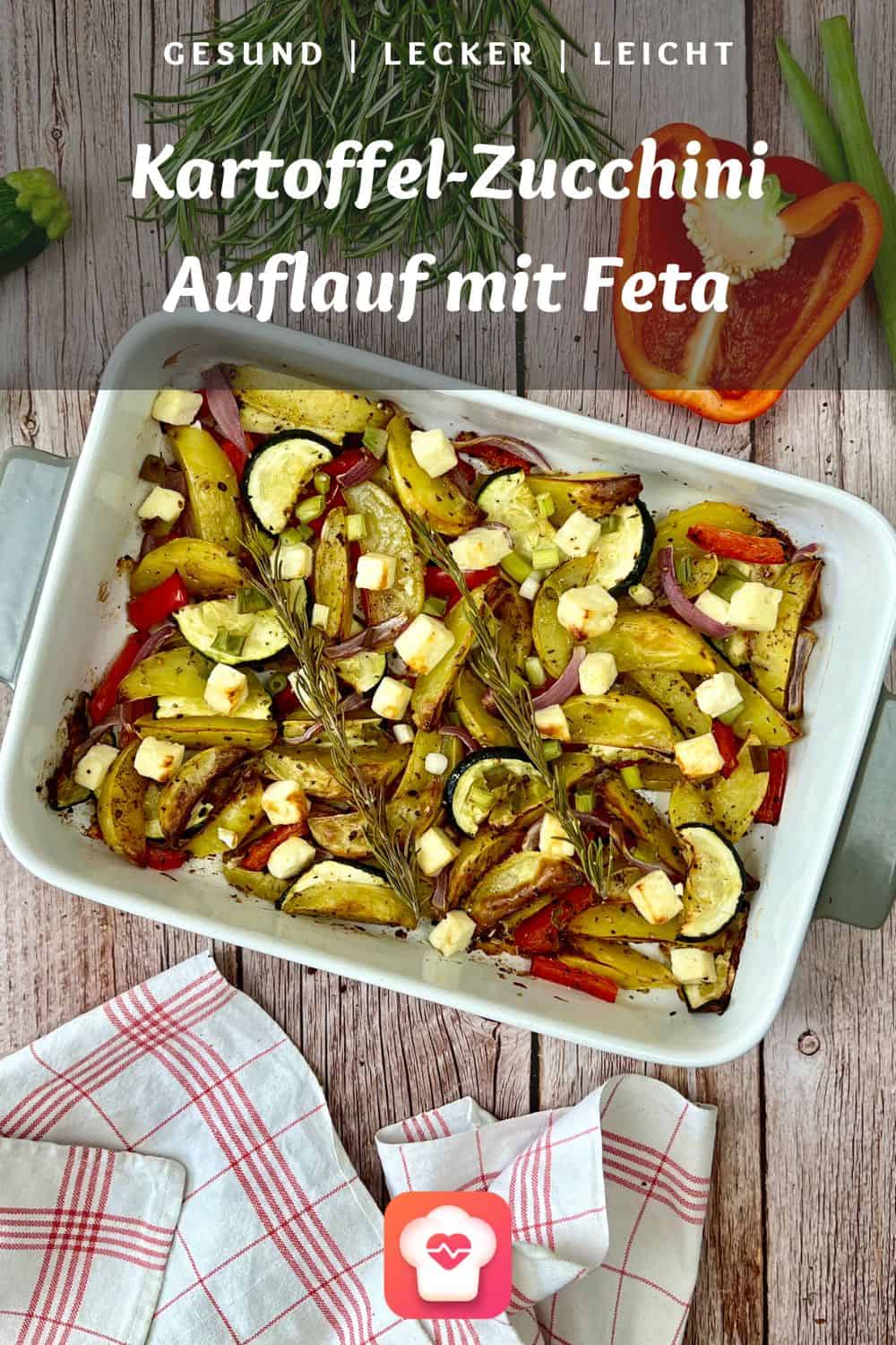Kartoffel-Zucchini Auflauf mit Feta und Rosmarin