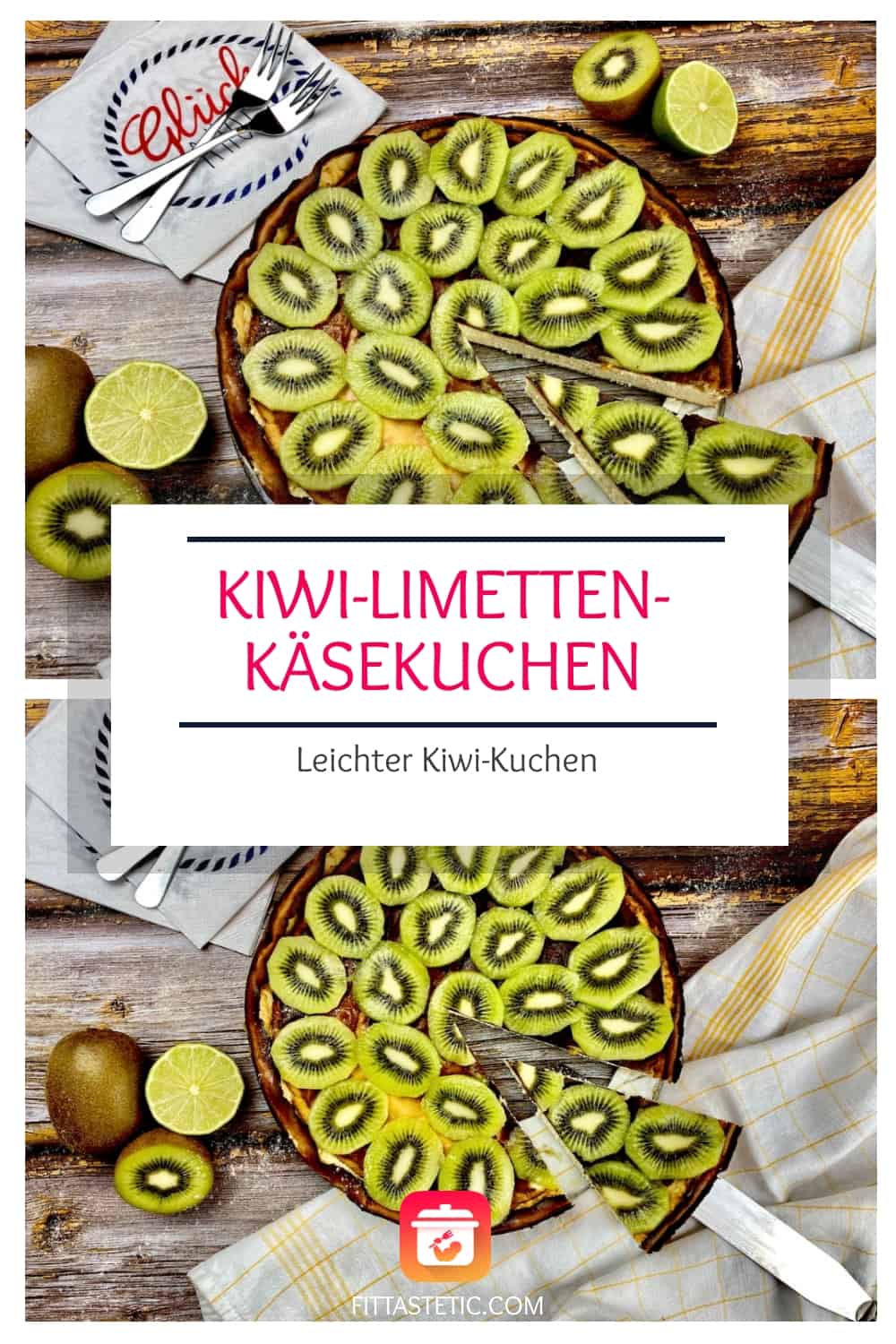 Kiwi-Limetten-Käsekuchen - Leichter Kiwi-Kuchen