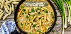 Puten Geschnetzeltes mit Schupfnudeln in cremiger Sauce Puten-Geschnetzeltes mit Schupfnudeln in cremiger Sauce
