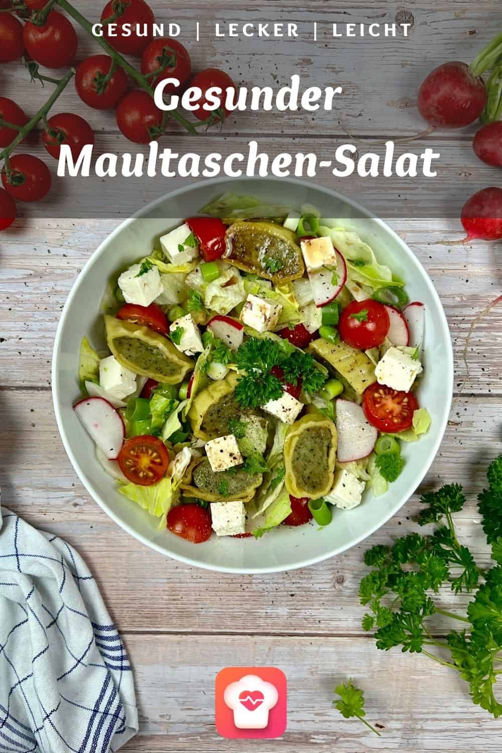 Gesunder Maultaschen-Salat mit Feta, Tomaten und Radieschen