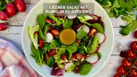 Schneller grüner Salat mit Honig-Senf-Dressing