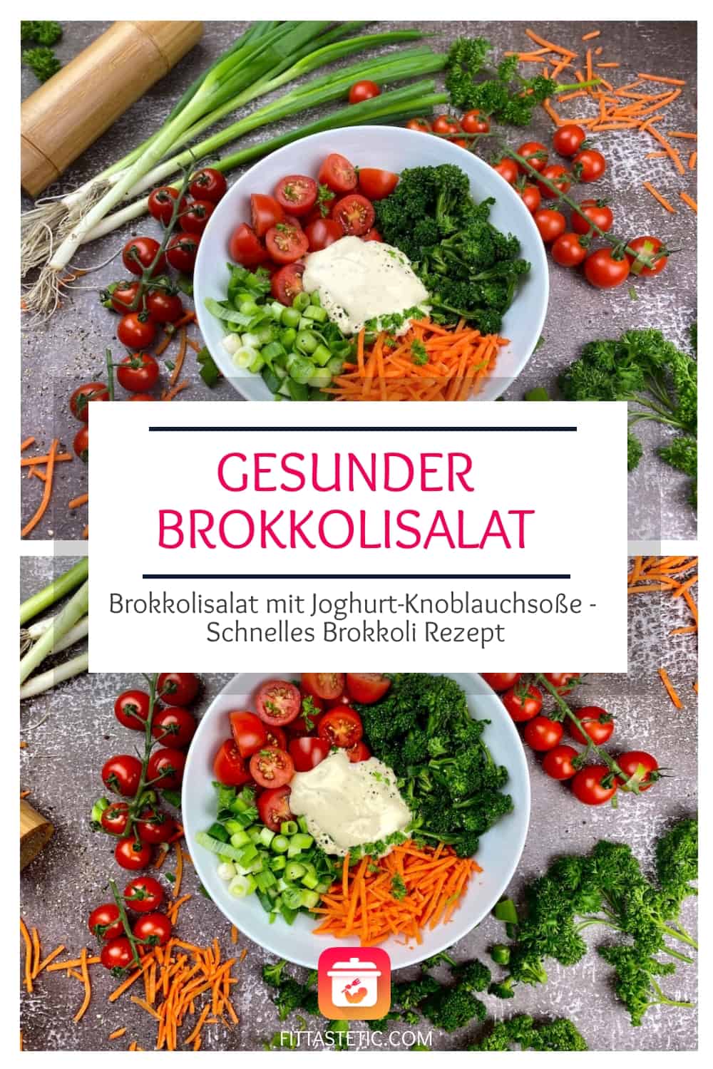 Gesunder Brokkolisalat mit Joghurt-Knoblauchsoße - Schnelles Brokkoli Rezept