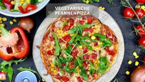 Vegetarische Pfannenpizza - Schnelles Pizza Rezept ohne Hefe