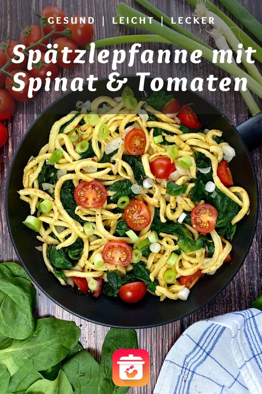 Spätzle-Spinat-Pfanne - Spätzlepfanne mit Spinat & Tomaten