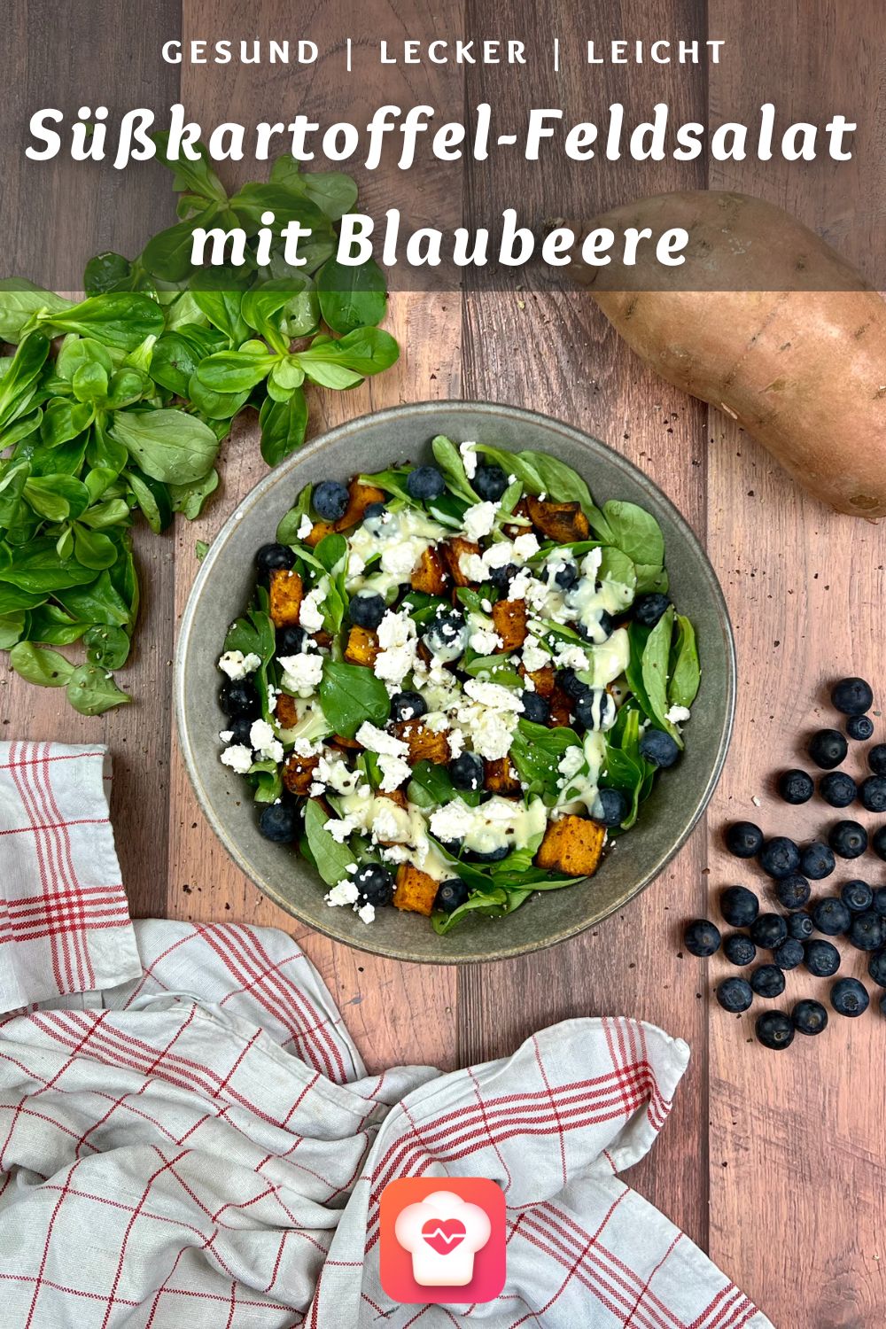 Süßkartoffel-Feldsalat mit Blaubeeren - herzhaft trifft süß