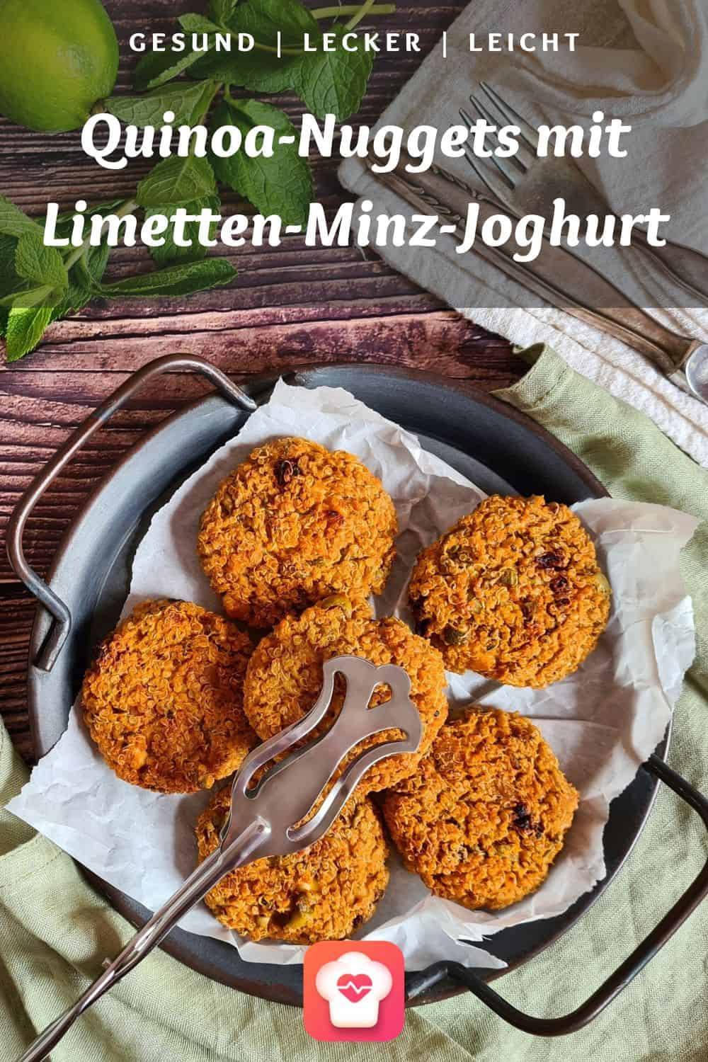 Quinoa-Nuggets mit Oliven und Limetten-Minz-Joghurt