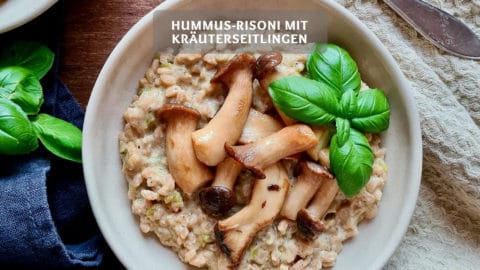 Hummus-Risoni mit Kräuterseitlingen - Leichtes Risoni Rezept