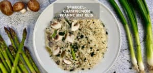 schnelle Spargel-Champignon-Pfanne mit Reis